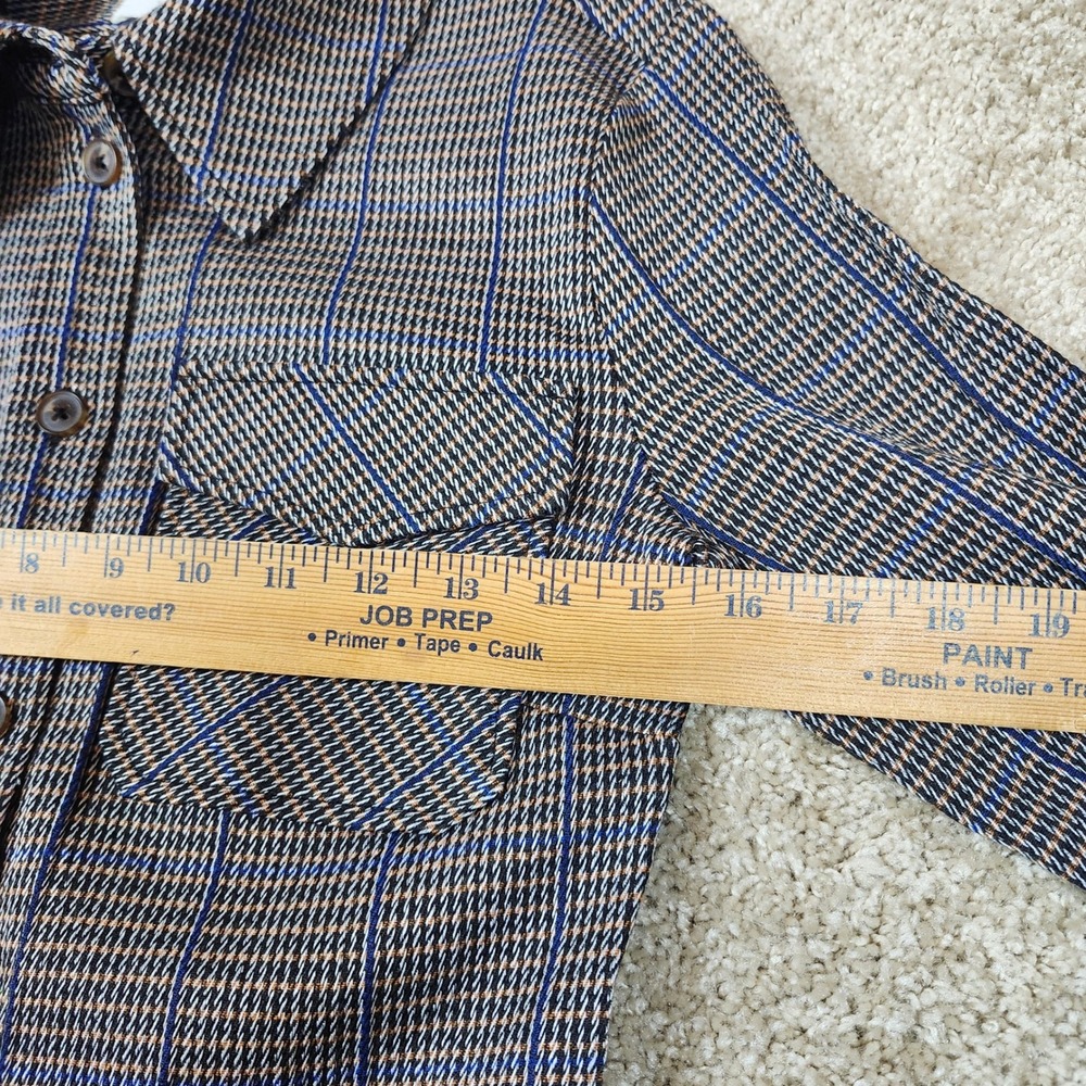Who‎ What Wear Collection XS Blue Brown Houndstooth Plaid Button Down Shacket - Picture 5 of 8